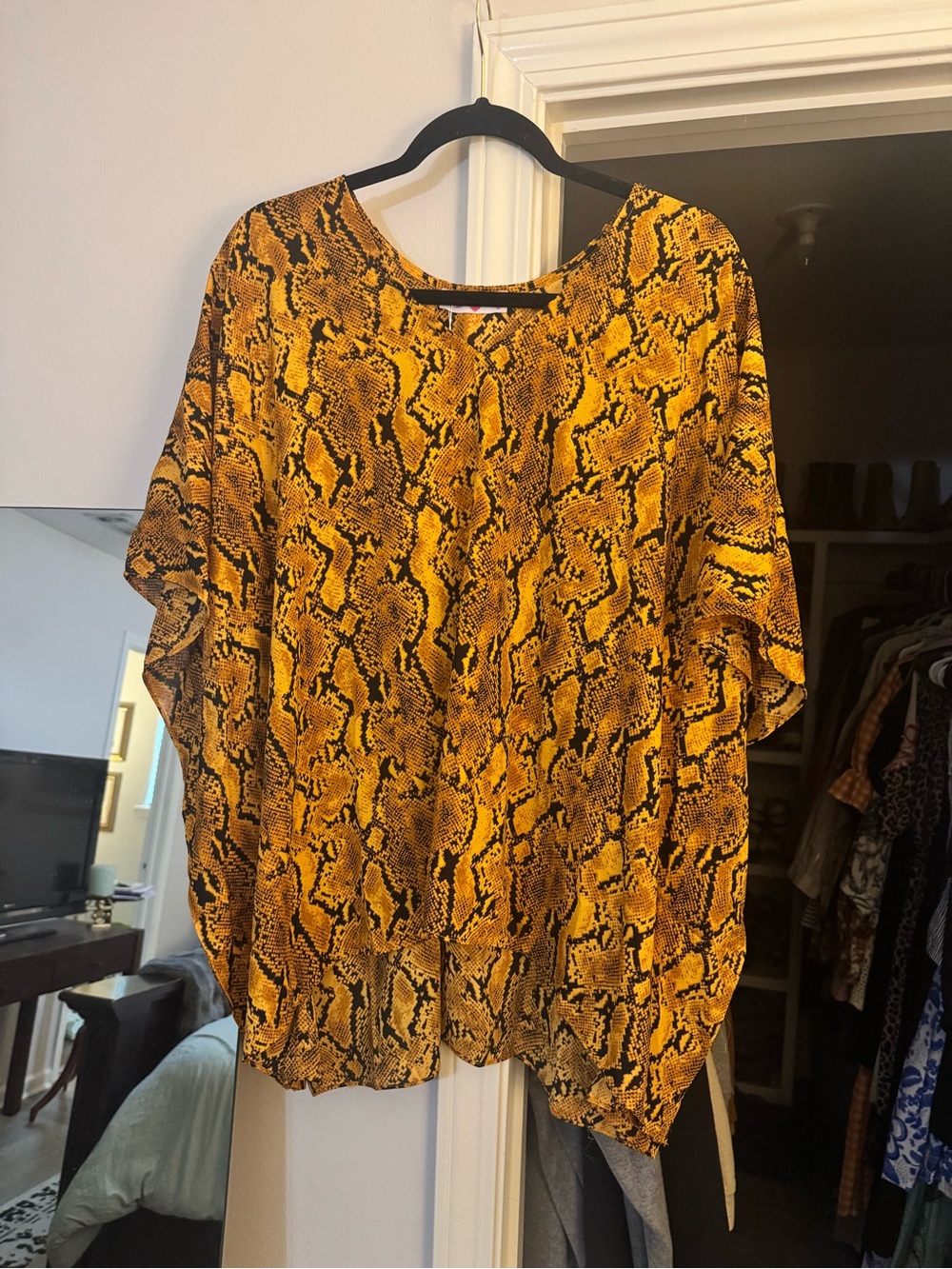 Buddy Love Golden Yellow Snake-Print Short Sleeve Tunic